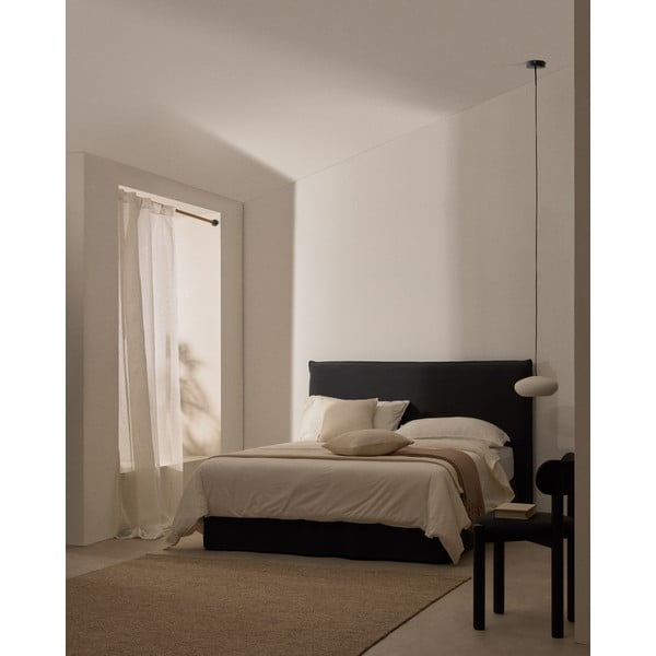 Antracitno sivi tapecirani bračni krevet 180x200 cm Jaira – Kave Home-image-2