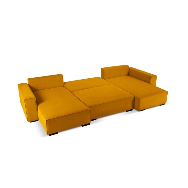 Žuti baršunasti kauč na razvlačenje "U" oblika Mazzini Sofas Azalea-image-3