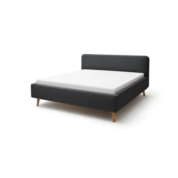 Antracitno sivi tapecirani bračni krevet s prostorom za odlaganje s podnicom 140x200 cm Mattis – Meise Möbel