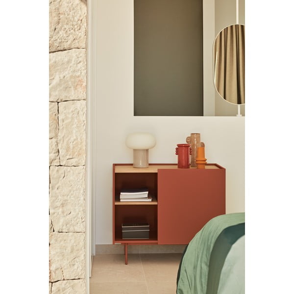 Ciglasta/u prirodnoj boji niska komoda u dekoru hrasta 90x78 cm Otto – Teulat-image-1