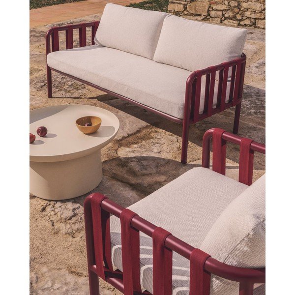 Crvena/bež vrtna garnitura aluminijska za 4 osobe Omala – Kave Home-image-2