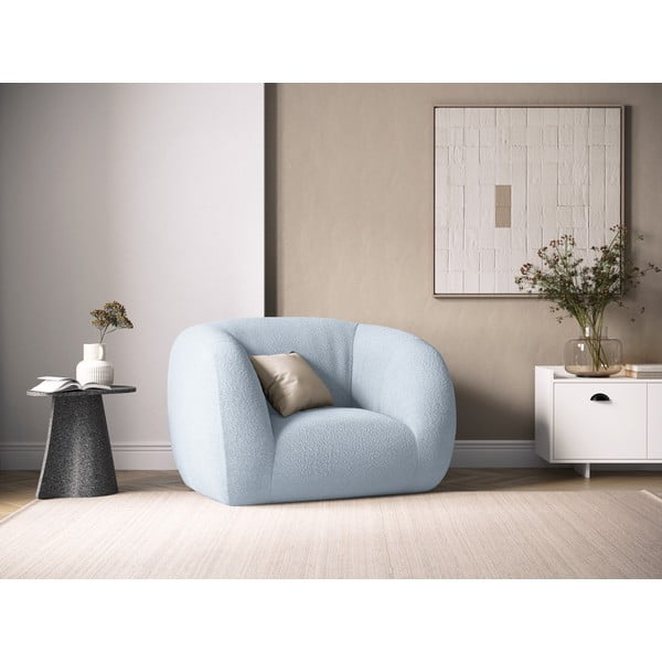 Svijetlo plava fotelja od bouclé tkanine Essen – Cosmopolitan Design-image-1