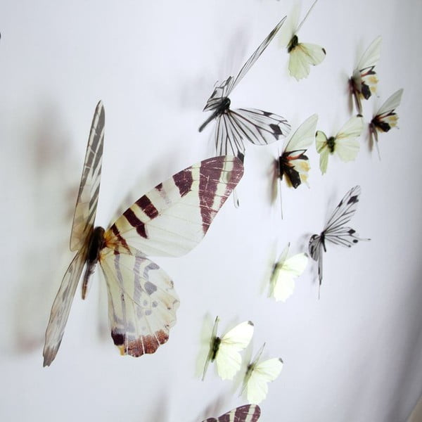 Set od 18 bijelih ljepljivih 3D naljepnica Ambiance Butterflies Chic