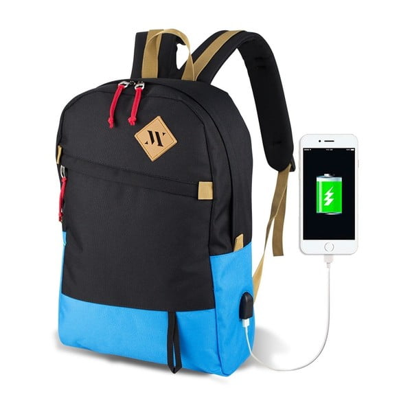 Crno-tirkizni ruksak s USB priključkom My Valice FREEDOM Smart Bag