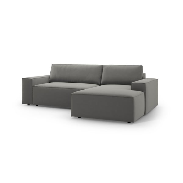 Svijetlo siva baršunasti sklopiva/s prostorom za odlaganje kutna garnitura (s desnim kutom/s ležaljkom) Jodie – Micadoni -image-2