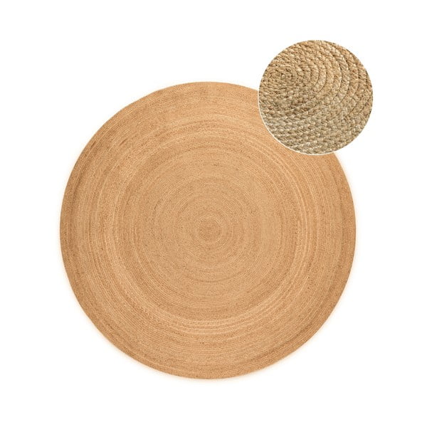 Obostrani juten okrugao tepih u prirodnoj boji ø 100 cm Braided – Hanse Home