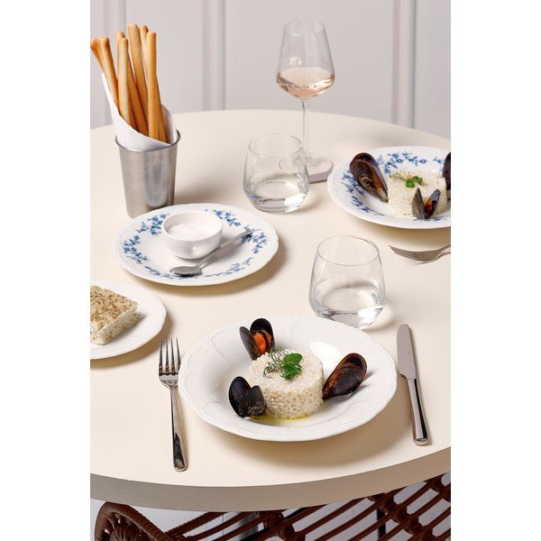 Bijeli/plavi dubok porculanski tanjur ø 23,5 cm Retro – BonBistro-image-3