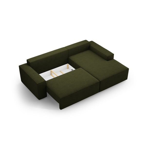Tamno zelena sklopiva kutna garnitura od bouclé tkanine (s desnim kutom) Jodie – Micadoni Home-image-4