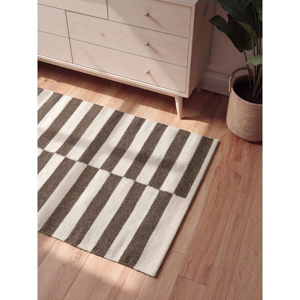 Bijeli/smeđi obostrani/ručno rađen vunen tepih 80x150 cm Vika – Hanse Home-image-2