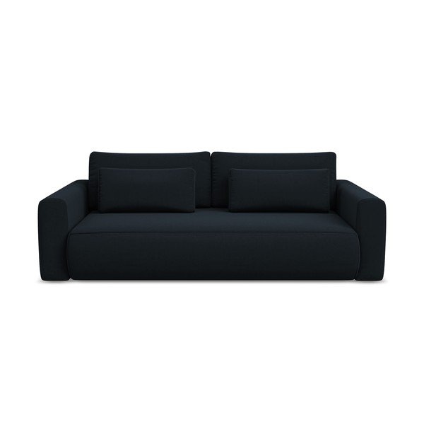 Tamno plava baršunasti sklopiva/s prostorom za odlaganje sofa 238 cm Kapua – Makamii