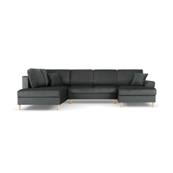 Tamno siva baršunasti sklopiva/s prostorom za odlaganje kutna garnitura (s lijevim kutom/u obliku slova "U") Kyoto – Cosmopolitan Design