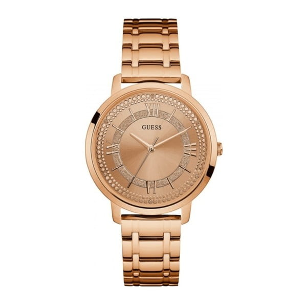 Ženski sat u ružičasto-zlatnoj boji s remenom od nehrđajućeg čelika Guess W0933L3