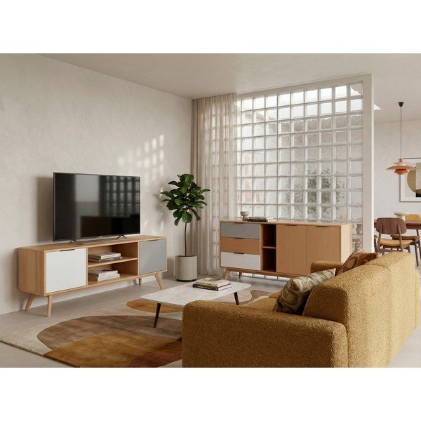 Niska komoda od borovine u prirodnoj boji 165x81 cm Elfa – Marckeric-image-3