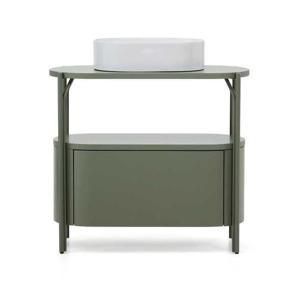 Zeleni ormarić za ispod umivaonika 90x81 cm Arely – Kave Home-image-3