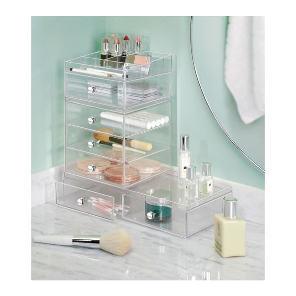Prozirni organizator s 3 ladice iDesign Wide, visina 18 cm-image-4