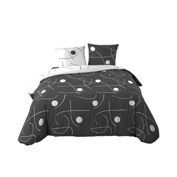 Bijela/tamno siva 3-dijelna posteljina za bračni krevet/za produženi krevet od mikrovlakana 240x220 cm Sonate – douceur d'intérieur