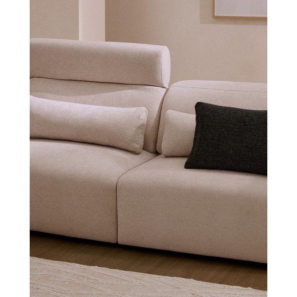 Bež podesiva/sklopiva sofa od šenila s ležaljkom 335 cm Lares – Kave Home-image-1