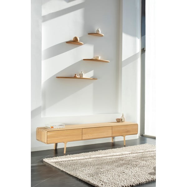 Polica od punog hrasta u prirodnoj boji 100 cm Mu – Gazzda-image-4