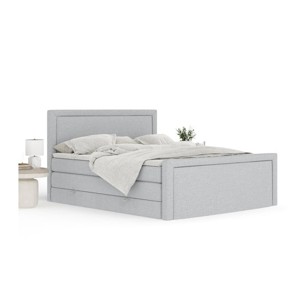 Svijetlo sivi boxspring krevet s prostorom za odlaganje 160x200 cm Lavenda – Maison de Rêve-image-2