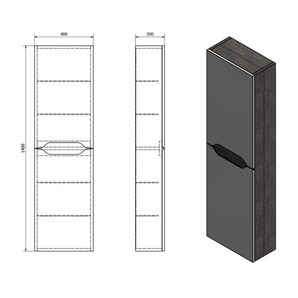 Bijeli/u prirodnoj boji kupaonski ormarić u dekoru egzotičnog drva 40x140 cm Wave – Sapho-image-2