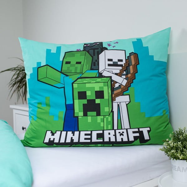 Zelena/plava pamučna dječja posteljina za krevet za jednu osobu 140x200 cm Minecraft "Mobs Here" – Jerry Fabrics-image-3