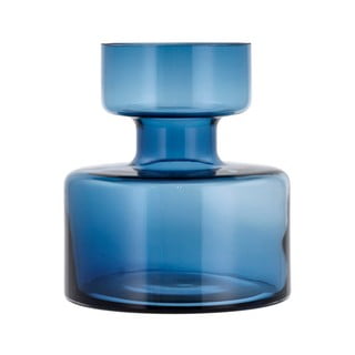 Tamnoplava staklena vaza Lyngby Glas Tubular, visina 20 cm