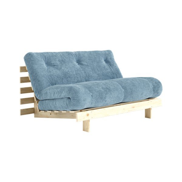 Svijetlo plava sklopiva sofa od samta 140 cm Roots – Karup