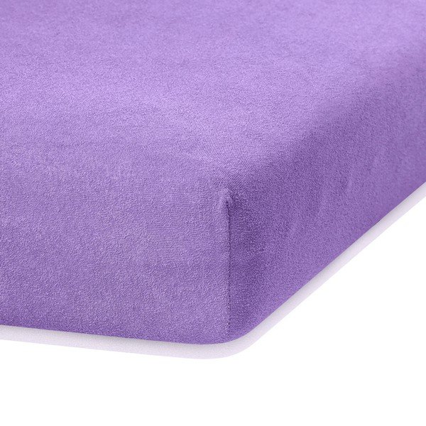 Ljubičasta elastična plahta za bračni krevet AmeliaHome Ruby Purple, 220-240 x 220 cm-image-1
