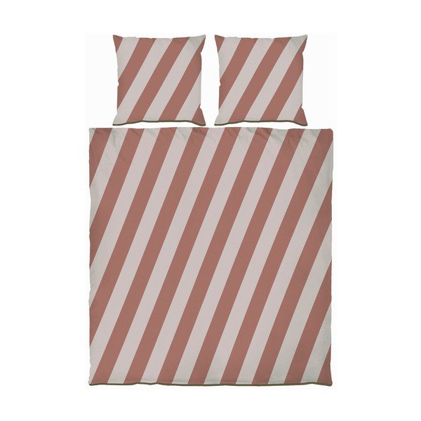 Ciglasta/bež posteljina za bračni krevet/za produženi krevet od pamučnog satena 200x220 cm Diagonal – Mette Ditmer Denmark