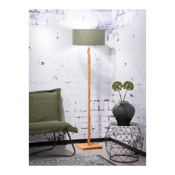 Podna lampa sa zelenim abažurom i strukturom od bambusa Good&Mojo Fuji-image-1