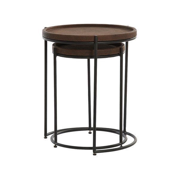 Kožni okrugli pomoćni stolići u setu od 2 kom ø 53 cm Jairo - Light & Living-image-2