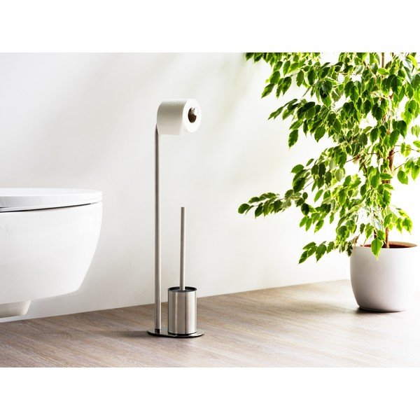 Držač za WC papir od nehrđajućeg čelika sa četkom u mat srebrnoj boji Levante – Wenko-image-1
