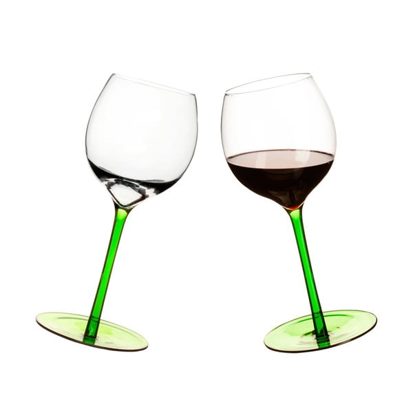 Set od 2 zelene čaše za vino sa okruglim dnom Sagaform