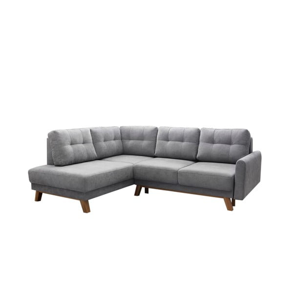 Sivi kauč na razvlačenje Bobochic Paris Balio, lijevi kut, 244 cm