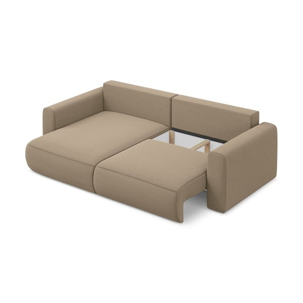 Svjetlo smeđa baršunasti sklopiva/s prostorom za odlaganje kutna garnitura (s lijevim kutom/s ležaljkom) Kapua – Makamii-image-4