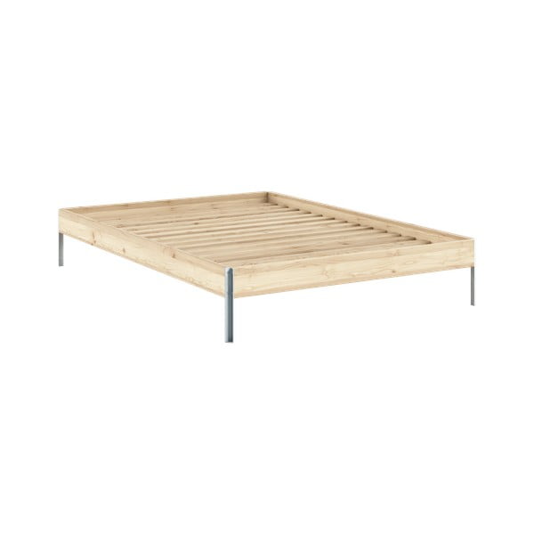 Bračni krevet od masivnog bora s podnicom 140x200 cm u prirodnoj boji Core – Karup Design