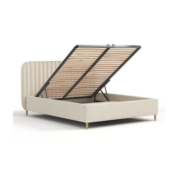 Bež tapecirani krevet s prostorom za odlaganje s podnicom 120x200 cm Noto – Maison de Rêve-image-3