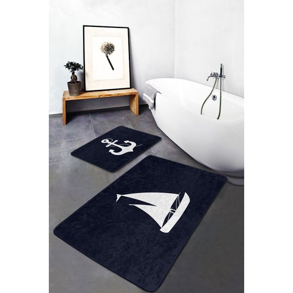 Tamno plave kupaonske prostirke u setu 2 kom 60x100 cm – Mila Home-image-3