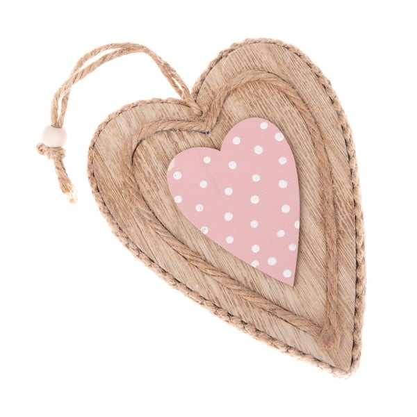 Drveni viseći ukras u obliku Dakls srca, visina 9,5 cm