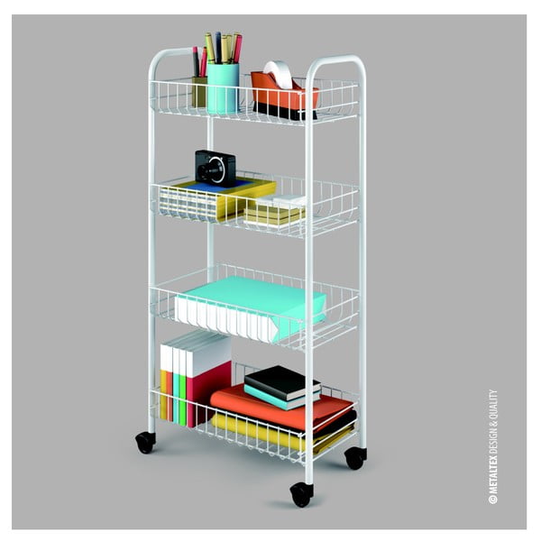 Bijela metalna mobilna polica 41x84 cm Pisa – Metaltex-image-2