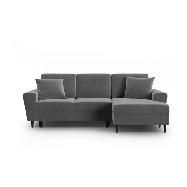 Svijetlo siva baršunasti sklopiva/s prostorom za odlaganje kutna garnitura (s desnim kutom/s ležaljkom) Kyoto – Cosmopolitan Design