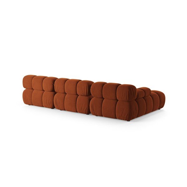 Baršunasti kutna garnitura boja terakote (s lijevim kutom/s ležaljkom) – Micadoni -image-3