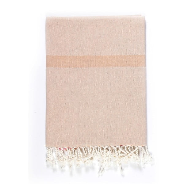 Bež-ružičasti pamučni ručnik Kate Louise Cotton Collection Line Beige Pink, 100 x 180 cm