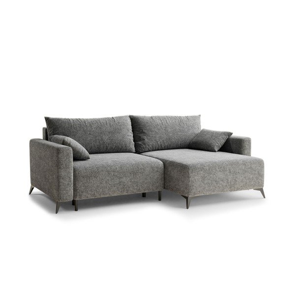 Siva sklopiva/s prostorom za odlaganje kutna garnitura od šenila (s desnim kutom/s ležaljkom) Leon – Maison de Rêve