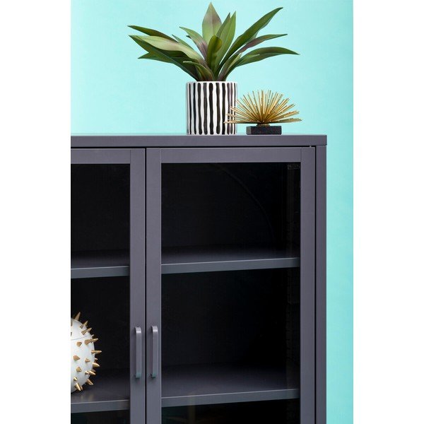 Siva željezna vitrina 75x150x35 cm Acier – Premier Housewares-image-2