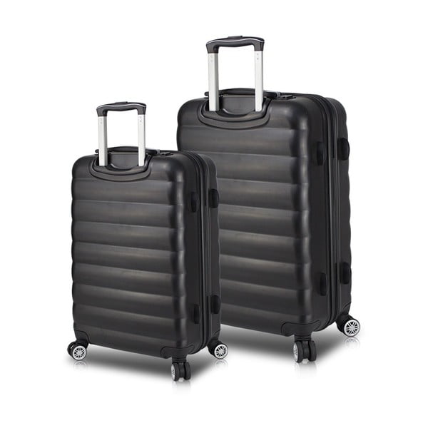 Set od 2 crna putna kovčega na kotačima s USB priključcima My Valice RESSNO Cabin &amp; Medium