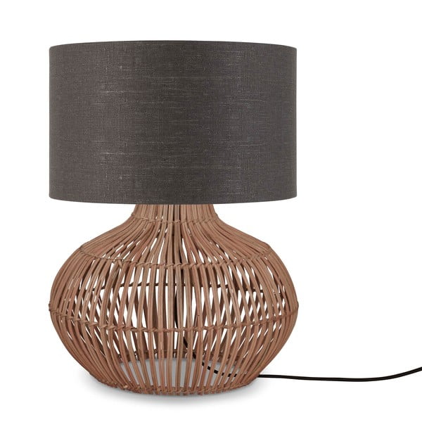 Tamno siva/u prirodnoj boji stolna lampa s tekstilnim sjenilom (visina 48 cm) Kalahari – Good&Mojo