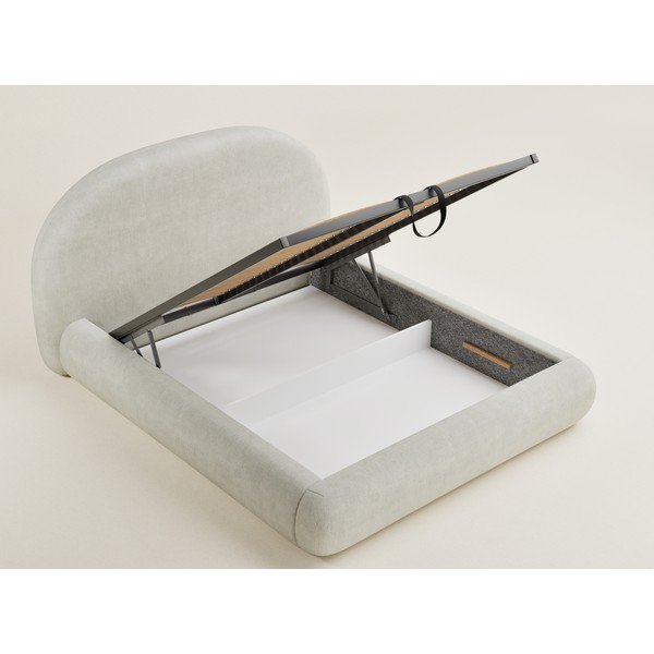 Krem tapecirani bračni krevet s prostorom za odlaganje s podnicom 160x200 cm Maumere – Maison de Rêve-image-3