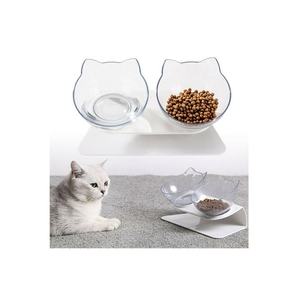 Plastične zdjelice s bijelim postoljem za mačke u setu od 2 kom - Lydia&Co
