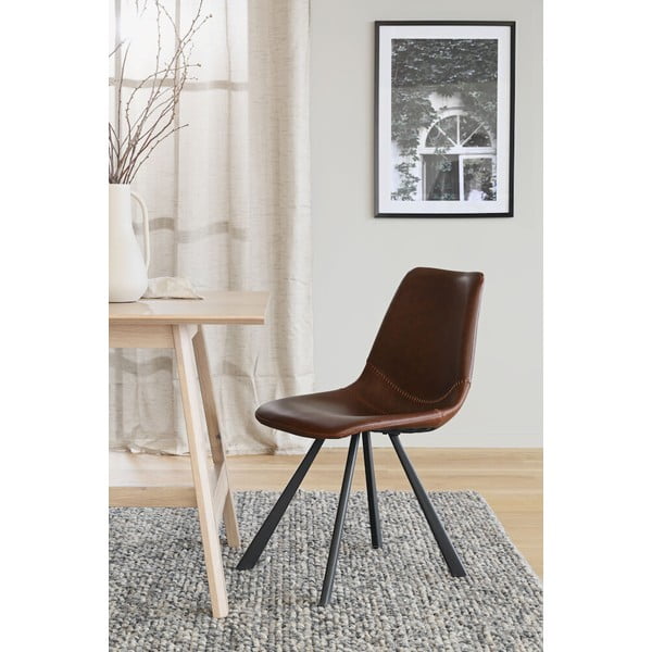 Smeđa blagovaonska stolica s crnim nogama Rowico Alpha-image-1